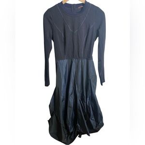 HIGH TECH Black & Blue Fit & Flare Space Age Long Sleeve Cocktail Dress Size M